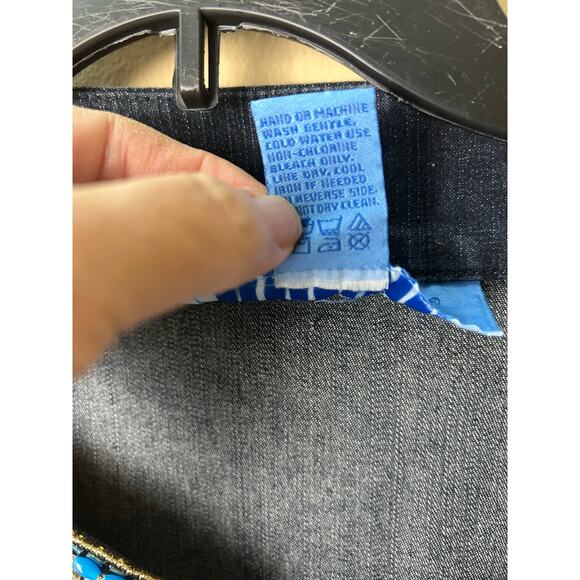 Vintage Doncaster Sport Cotton/Span Blue Jean Jacket‎ w/ Bling Torqoise Size 14W - Picture 6 of 9